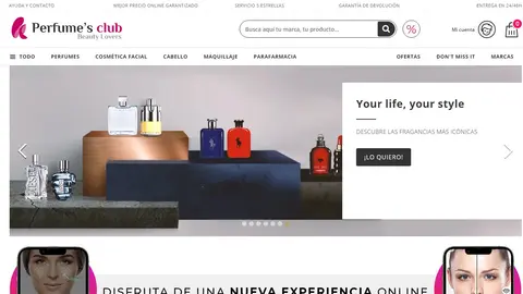 Portada de la web de Perfumes Club.