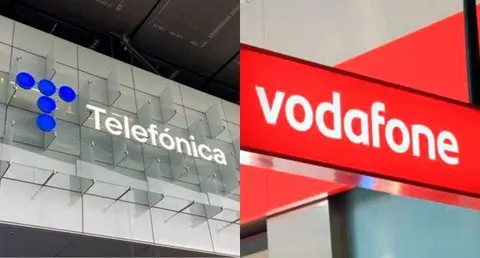  Fachadas de Telef&oacute;nica y Vodafone. (Archivo) 