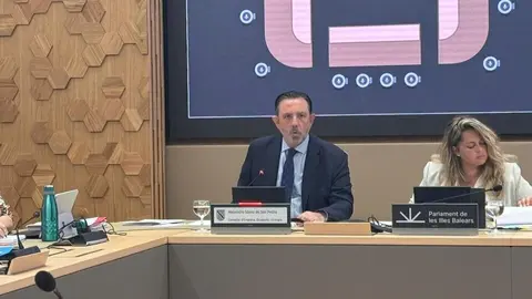 El conseller S&aacute;enz de San Pedro ha explicato los presupuestos de su departamento en el Parlament.