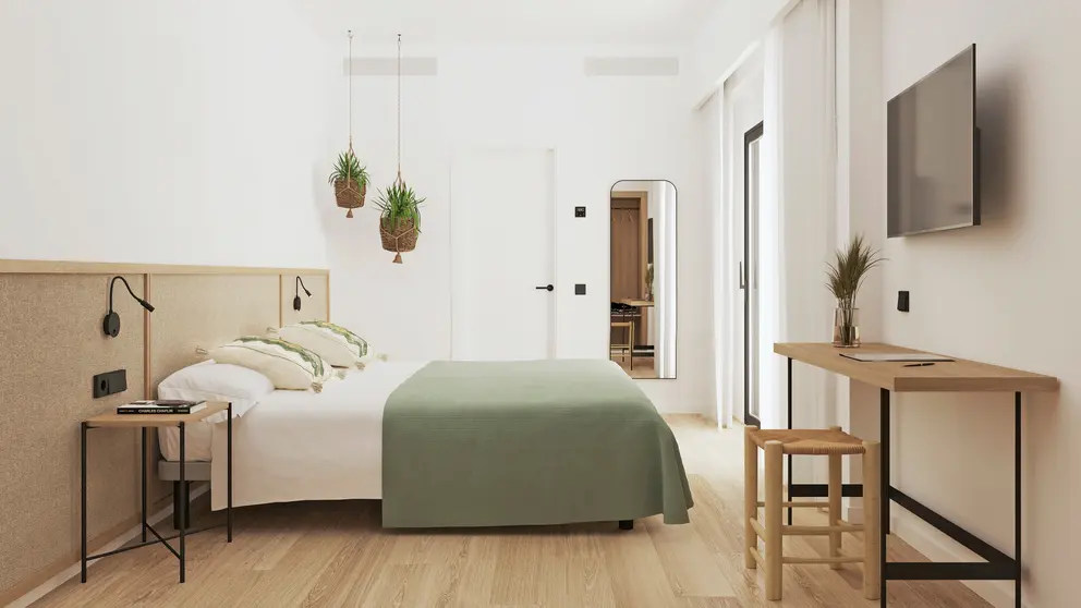 Habitaci&oacute;n del futuro hotel de la cadena Honne en Playa de Palma.