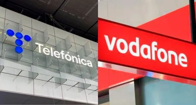  Fachadas de Telef&oacute;nica y Vodafone. (Archivo) 