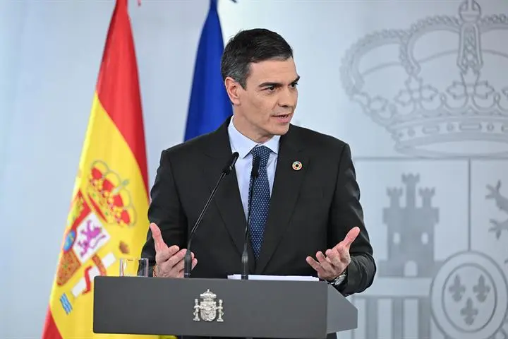  S&aacute;nchez en su comparecencia tras el Consejo de Ministros. (Moncloa) 