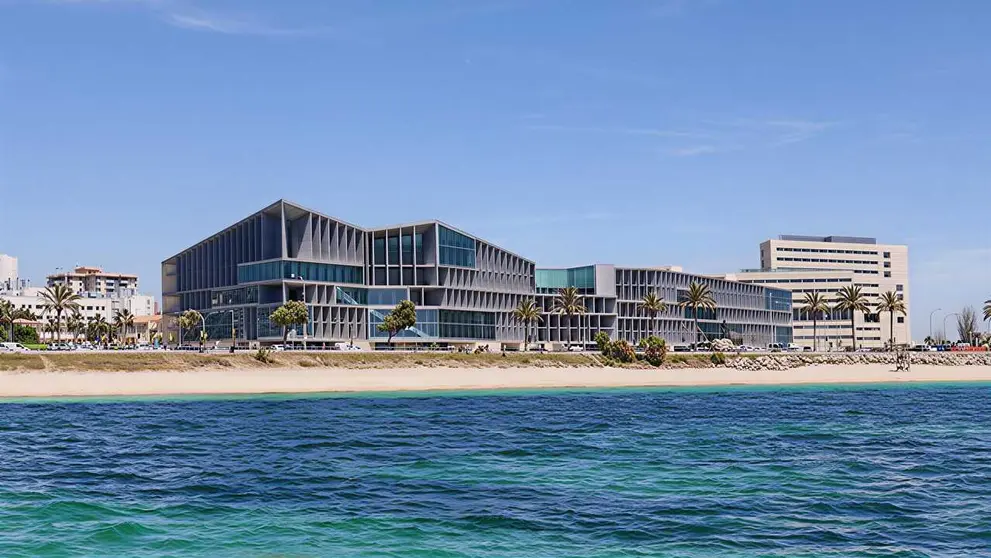 Imagen de la fachada mar&iacute;tima del Palau de Congressos de Palma.
