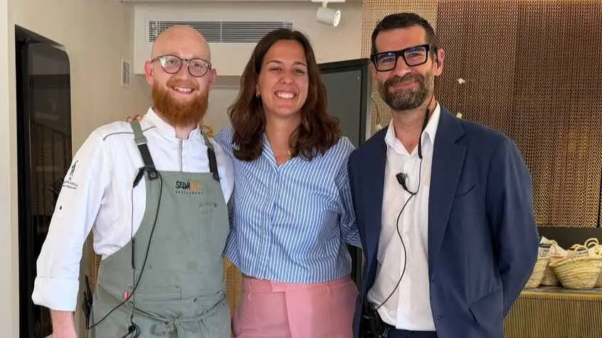 &Aacute;lex Pardo, chef del Restaurante Selvatge, Esperanza Pou, propietaria y &Oacute;scar Alba, maitre.