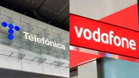 Fachadas de Telef&oacute;nica y Vodafone. (Archivo) 